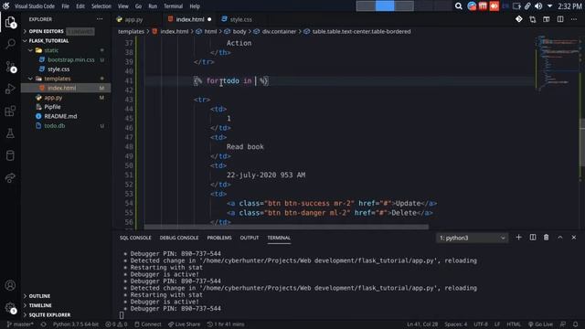 0x10 Flask SQLAlchemy database read operation | Web development | Tamil смотреть онлайн