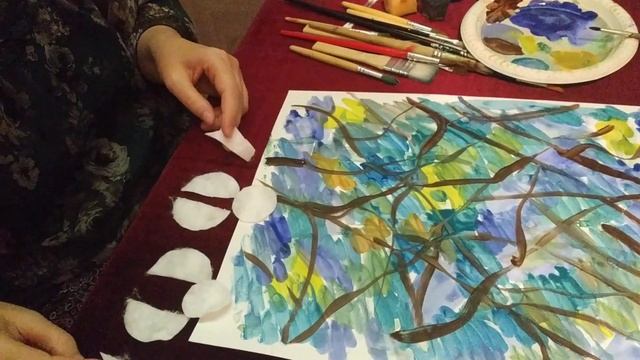 Рисуем ватными дисками. Птички смотреть онлайн