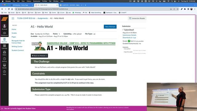 Python - Module 1, Part 4 - Submitting a .py File to Canvas (2023) смотреть онлайн