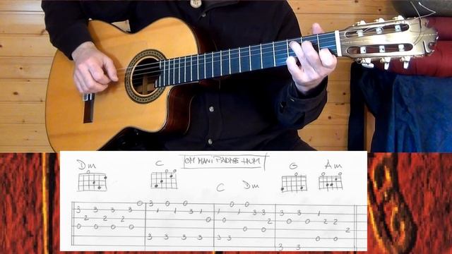 ? OM MANI PADME HUM  ?Guitar Tutorial - Fingerpicking - Tablature And Chords