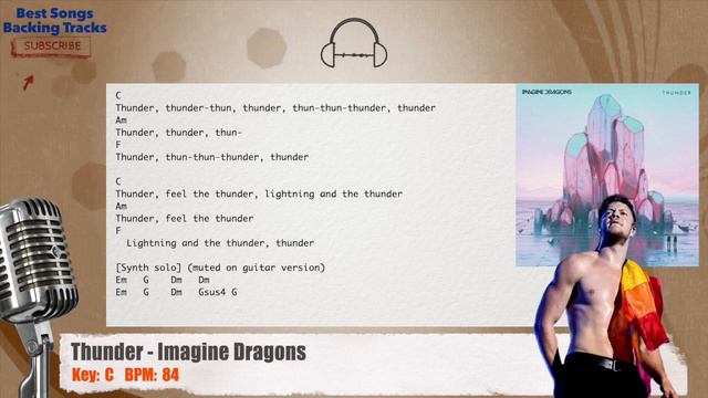🎙 Thunder - Imagine Dragons Vocal Backing Track with chords and lyrics смотреть онлайн