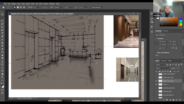 Ink & Photoshop Rendering for Elevator Lobby (2/3), 230209 смотреть онлайн