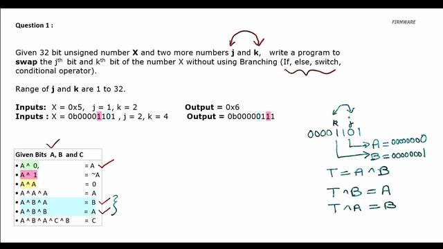 How to Swap bits in a number : XOR - Bit Manipulation Firmware Interview смотреть онлайн