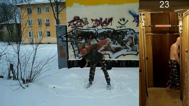 Выходы силой на брусьях, и кольцах, на морозе, 23 подтягивания дома смотреть онлайн