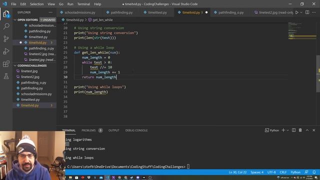 Finding number of digits in an integer in Python using While loop and two other more optimal ways смотреть онлайн