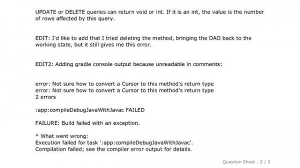Android : Room "Not sure how to convert a Cursor to this method's return type": which method?