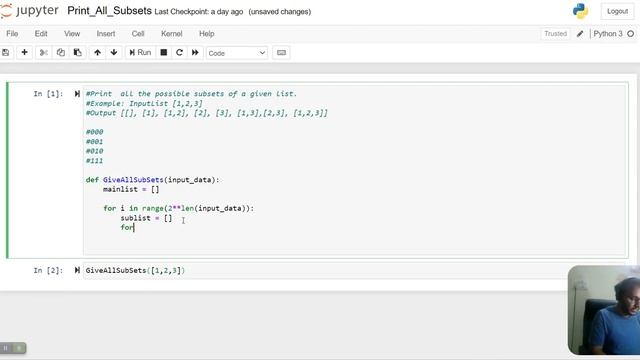 Print All Subsets of a Input list смотреть онлайн
