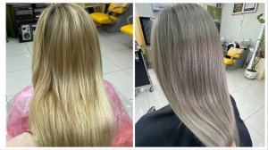 8.1 Пепельный блонд: без обесцвечивания из желтых волос и темного корня - ash blond 8.1