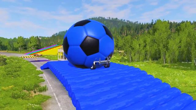 Double Flatbed Trailer Truck vs Speedbumps Train vs Cars | Tractor Beamng.Drive 174 смотреть онлайн