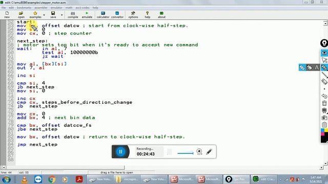 Drive Stepper Motor By Using EMU 8086