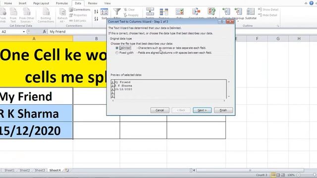 How to split data of one cell in multiple cells, Excel kaise seekhe chapter 11 смотреть онлайн
