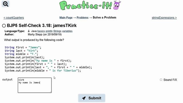 Java Practice It || 3.18 jamesTKirk || String basics смотреть онлайн
