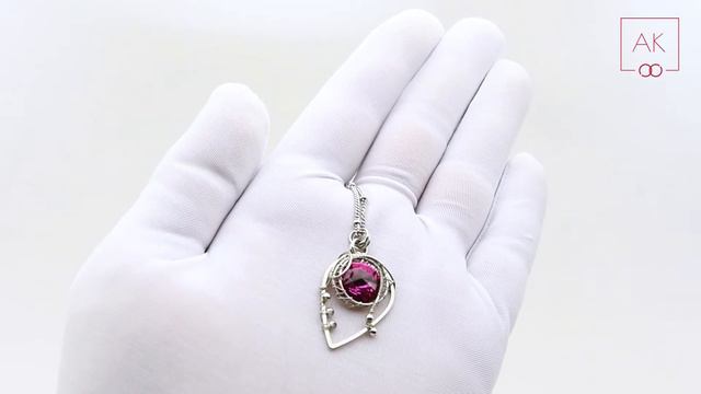 Подвеска Атлас с кристаллом Сваровски фуксия, wire wrap украшение ручной работы Алены Китаевой смотреть онлайн