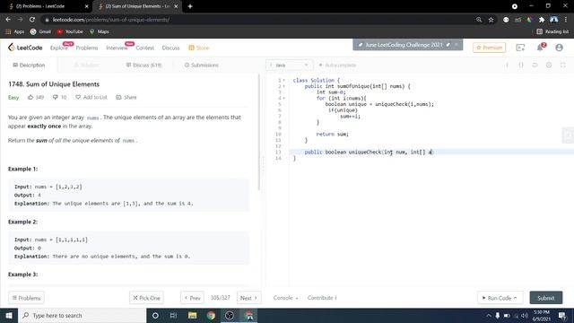 Sum of Unique Elements | Leetcode Solutions Explained | JAVA смотреть онлайн