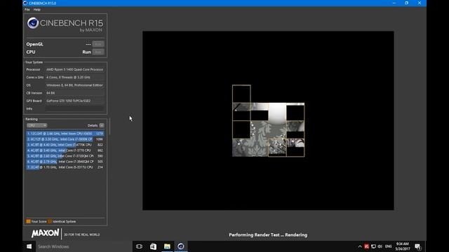 Test Cinebench R15 - RYZEN 5 1400 смотреть онлайн