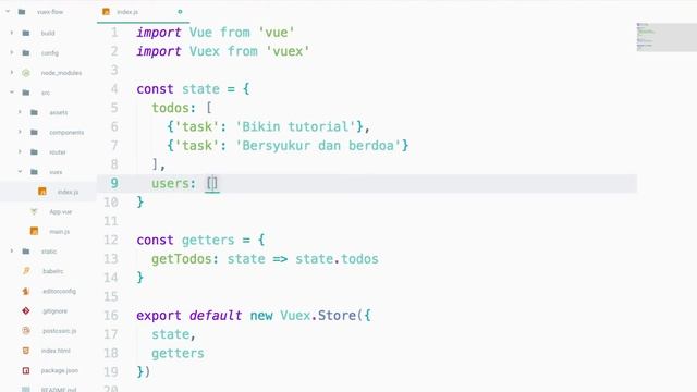 Tutorial Vue JS dengan Vuex Bag. 1 - Mengambil Data dengan Getters смотреть онлайн
