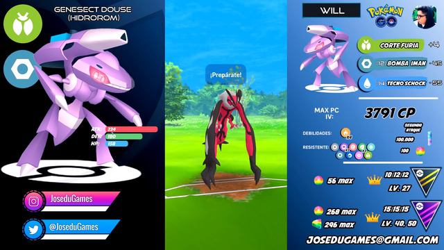 ¡GENESECT XL NIVEL 50 100% IV TECNO SHOCK AGUA EN LIGA MASTER GO BATTLE LEAGUE! - POKÉMON GO PVP смотреть онлайн