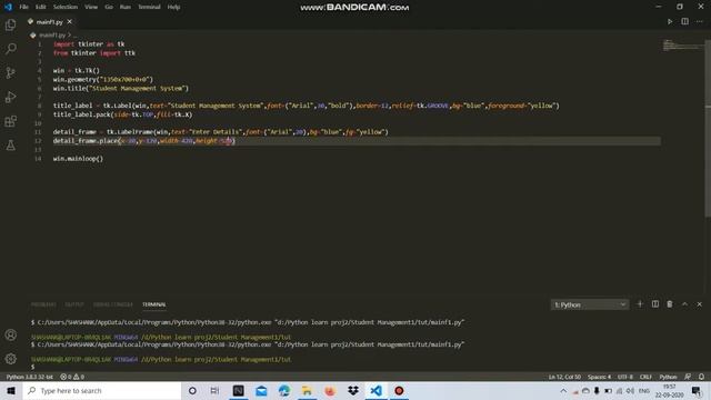 Student Management System with Database Part 1 (Making Frames )| Python Tkinter Projects in Hindi смотреть онлайн