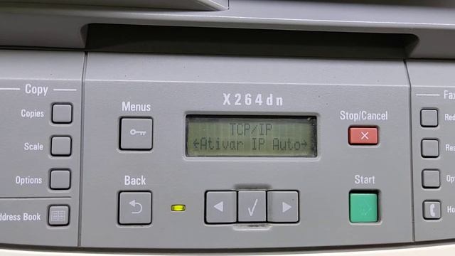 Como identificar o IP da rede, ativação DHCP da impressora Lexmark X264dn, X464dn, X203n, X204n. смотреть онлайн