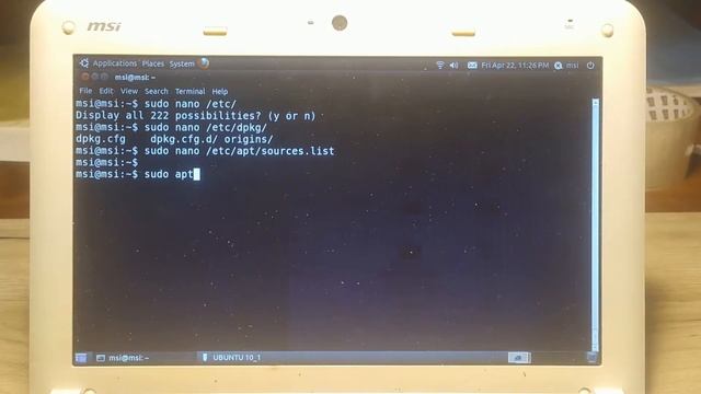 MSI Wind U100. Ubuntu 10.10 Maverick. смотреть онлайн