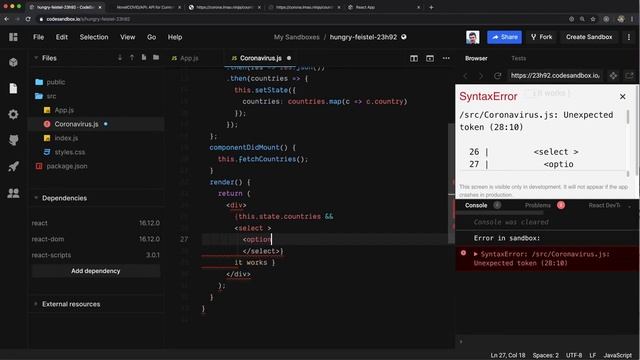 Basic coronavirus API fetching using react class component смотреть онлайн
