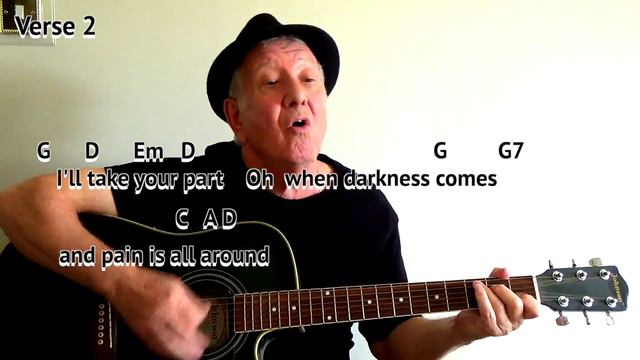 Bridge Over Troubled Water GUITAR LESSON play-along chords and lyrics (Simon and Garfunkel cover) смотреть онлайн