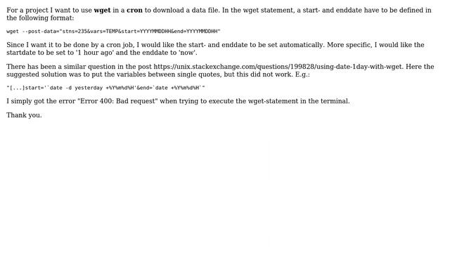 Unix & Linux: Using date variable with wget --post-data смотреть онлайн