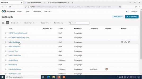 Apache Superset Demo-Windows Subsystem for Linux