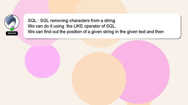 SQL : SQL removing characters from a string смотреть онлайн