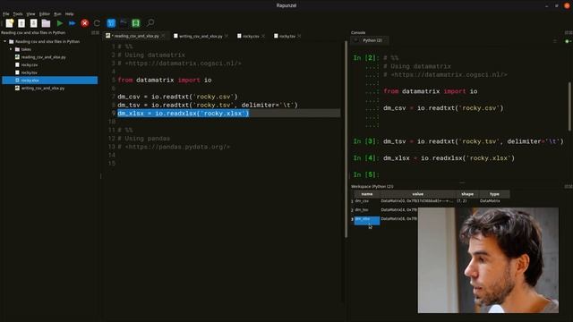 Reading csv, tsv, and xlsx files with Python смотреть онлайн