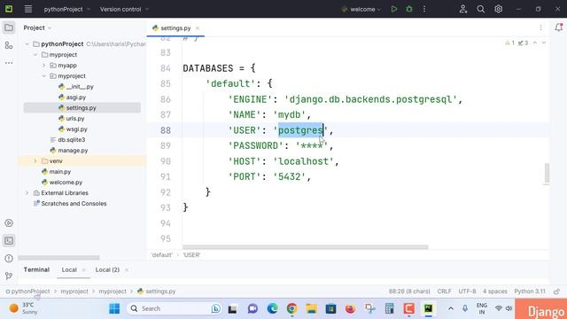 Django Database connection to Postgresql in telugu tutorial смотреть онлайн