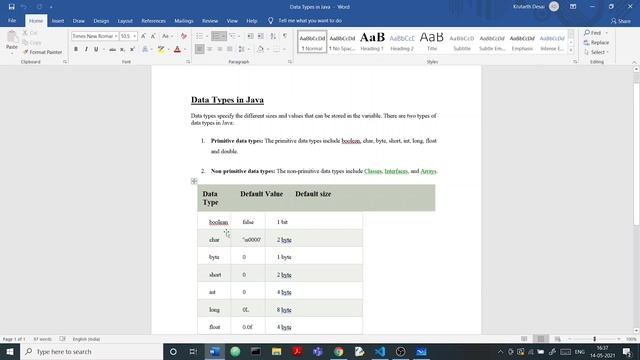 Data Types In java смотреть онлайн
