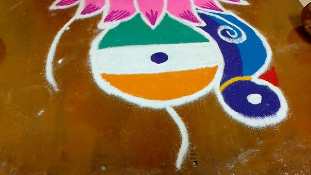 Jan 26 Peacock Flag Lotus 5*3 Rangoli Design 🇮🇳 Republic Day Rangoli 🇮🇳 Flag Rangoli Design 🇮🇳 смотреть онлайн