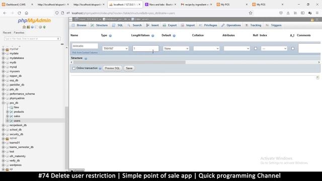#74 Restrict user delete | Simple point of sale app in php & javascript | Quick programming tutoria смотреть онлайн