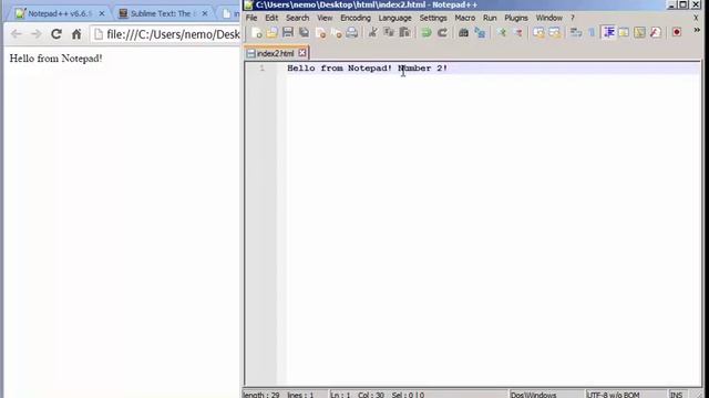 Курс HTML 03 - Создаем простейшие HTML документы в текстовых редакторах Notepad++ и Sublime Text смотреть онлайн