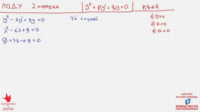 ЛОДУ 2 порядка c постоянными коэффициентами смотреть онлайн