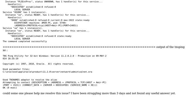 TNS:listener does not currently know of service requested in connect descriptor ) смотреть онлайн
