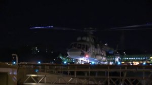 Ночной запуск вертолета Ми-171Ш и низкий проход над Парком культуры