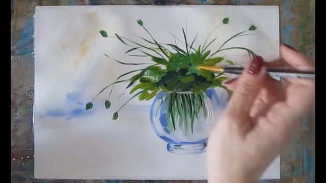 Уроки рисования! Как нарисовать маки/цветы в вазе гуашью! #Dari_Art смотреть онлайн