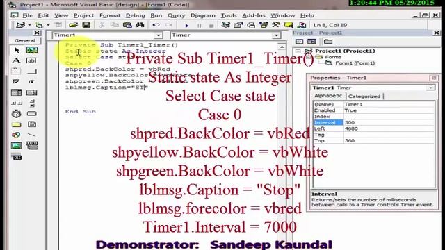 Learn Visual Basic 6 0 VB6 Road Traffic lights Animated system Complete Demonstration смотреть онлайн