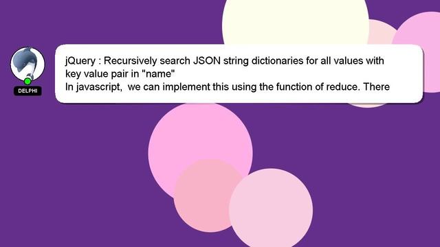 jQuery : Recursively search JSON string dictionaries for all values with key value pair in "name" смотреть онлайн