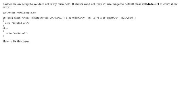 Magento: Url validation in form field смотреть онлайн