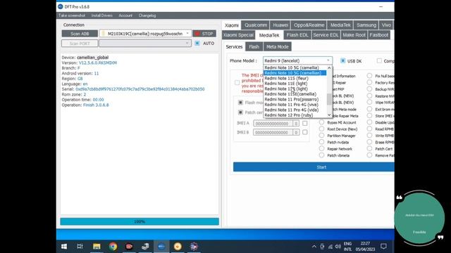 Redmi Note 10 5G camellian Mediatek CPU Reset Frp By DFT Pro смотреть онлайн