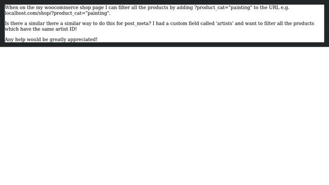 Wordpress: URL to filter posts by post meta similar to shop/?product_cat="painting" смотреть онлайн
