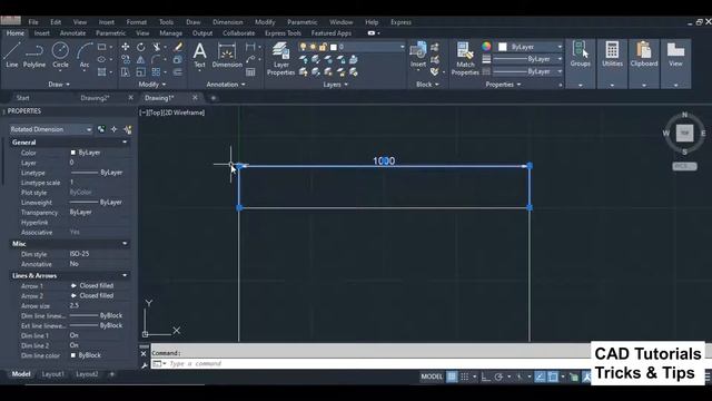 Dimension grips in AutoCAD, Dimension Grip Stretch, Dimension grip edit, Modify dimension using gri смотреть онлайн