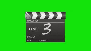 ХЛОПУШКА СЦЕНА ТРИ ДЛЯ КИНО ФУТАЖ на ЗЕЛЕНОМ ФОНЕ