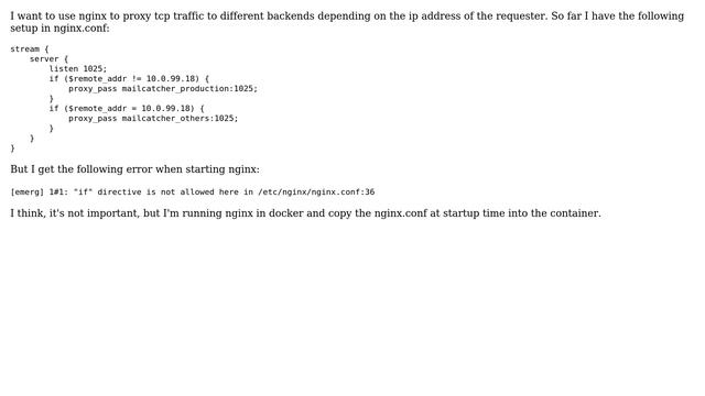 DevOps & SysAdmins: nginx: proxy tcp traffic depending on remote ip смотреть онлайн