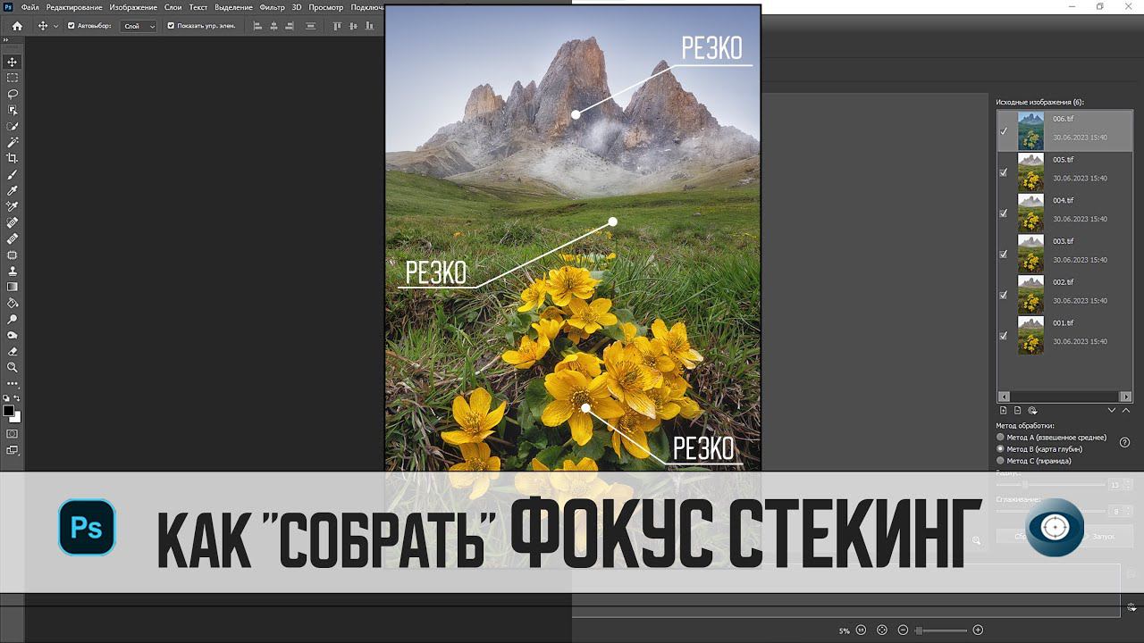 Как собрать фокус стекинг в Photoshop и Helicon Focus