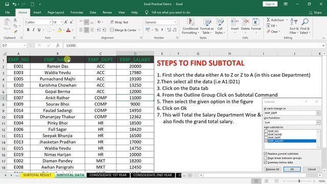 SubTotal|How To Find SubTotal & Grand Total In Excel|Use Of SubTotal Command In Excel|DK Sir|Rd Tec смотреть онлайн