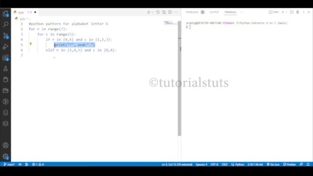 Python Tutorial: How to Create Alphabet Pattern G | Tutorials Tuts Python Pattern смотреть онлайн